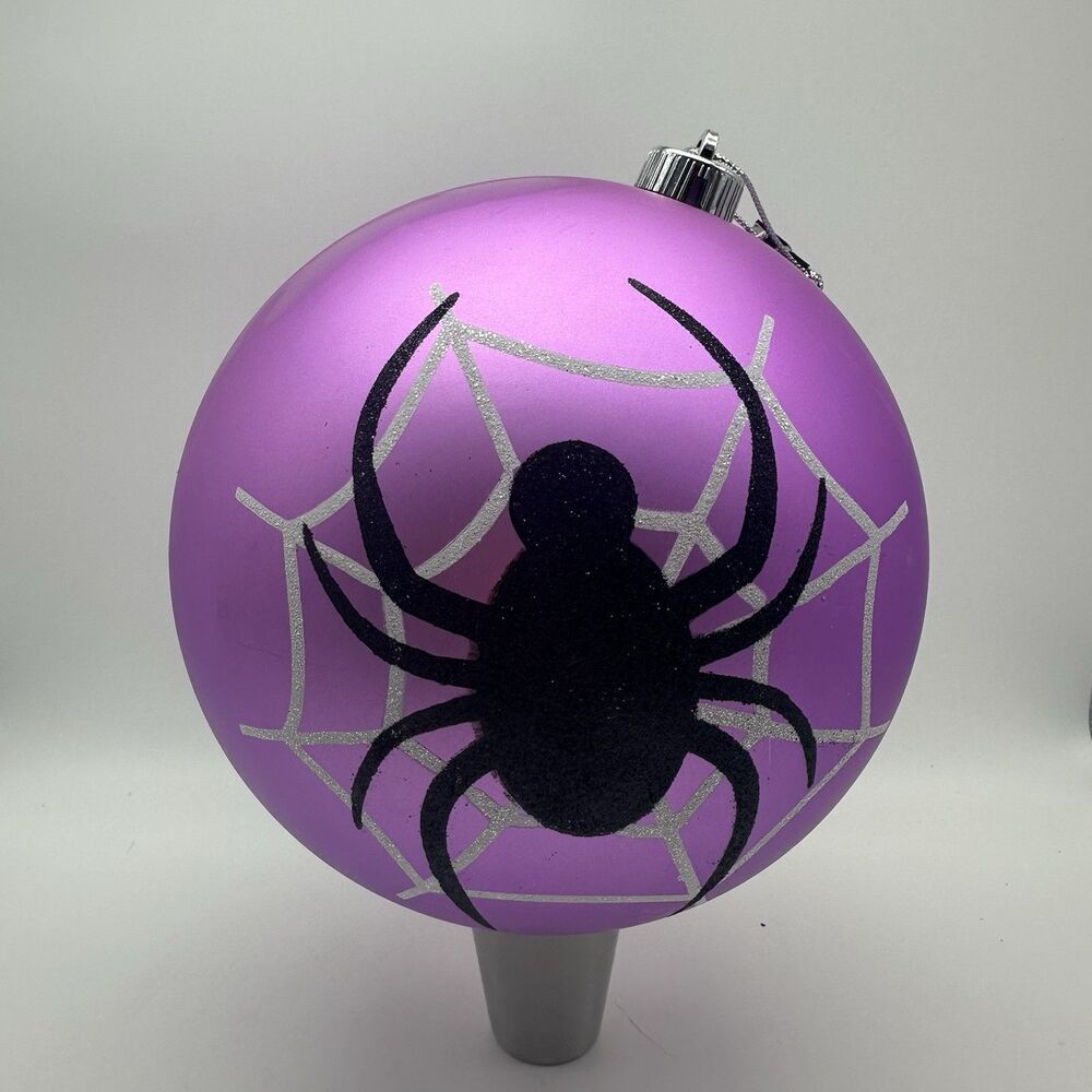 Lot of 2 Ashland Halloween Ornaments Large Pink Spider Web Glitter Spooky Decor